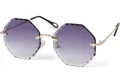 Produktbild: styleBREAKER Damen Runde Sonnenbrille Rahmenlos mit getönten Gläsern im Diamant Schliff, Geprägte Bügel, Vieleckige Gläser 09020118, Farbe:Gestell Gold/Glas Grau Verlauf