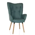 Produktbild: hjh LIVING Ohrensessel in Velour-Optik HAVENIO I Sessel für Wohnzimmer Schlafzimmer, Polsterstuhl mit Holzbeinen, Stoff Mint