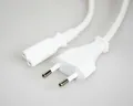 Produktbild: 0,5m Netzkabel Euro-8 Stecker kurz 2-pol Netzanschluss-Kabel Doppelnut 50cm weiß