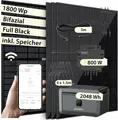 Produktbild: VALE intelligentes Solaranlage Set Bifazial mit Growatt Solarspeicher & Wechselrichter, 1800 Wp, 4x Solarmodul, Full Black, App-Steuerung, Komplettset