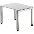 Produktbild: HAMMERBACHER Prokura höhenverstellbarer Schreibtisch lichtgrau rechteckig, 4-Fuß-Gestell silber 80,0 x 80,0 cm