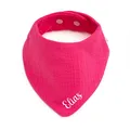Produktbild: AngelicArt Personalisiertes Dreieckshalstuch aus Baumwolle, Halstuch für Jungen, Mädchen, Unisex, mit Druckknopfverschluss, in verschiedenen Farben mit Wunschnamen-Musselin (Pink)