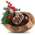 Produktbild: Homecall Adventsleuchter Adventskranz Weihnachtsdeko Teakholzschale Mit 4 Stabile Kerzenhaltern ( Ca. Ø 20-25 Cm Natürlichen Und Eleganz ) , Dekoschale, Wurzelholzschale, Obstschale, Holz Schlüsselsch