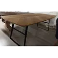 Produktbild: Casa Padrino Luxus Esstisch Braun / Schwarz 250 x 100 x H. 77 cm - Rechteckiger Küchentisch Eichenparkett Tischplatte - Massivholz Esszimmer Möbel - Luxus Esszimmer Möbel