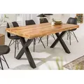 Produktbild: riess-ambiente Esstisch IRON CRAFT 160cm natur - Mango, Metall, X-Gestell, Massivholz, einfach (Einzelartikel, 1-St), Rustikale Holztafel - ideal für Wohnzimmer, Küche oder Loft-Wohnung braun 140 cm x 77 cm x 90 cm