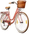 Produktbild: Bergsteiger Marseille 26 Zoll 28 Zoll Damenfahrrad, ab 150 cm, Korb aus Rattan, Fahrrad-Licht, Damen-Citybike, Damenrad im Retro-Design, 6 Gang Shimano Tourney Schaltung