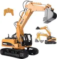 Produktbild: COIL Ferngesteuertes Auto Schnell RC Bagger – 1:14 Baufahrzeug mit 680° drehbarer Kabine, LED-Lichtern und Simulationsmusik, Robustes ABS-Material, Kinder – 2,4 GHz, Gelb