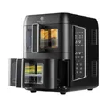 Produktbild: CHEF CUISINE Air Fryer Dual Zone 9L | Heißluftfritteuse mit 2 unabhängigen Schubladen, Touch-Bedienfeld & 12 Programmen | Fettarmes Garen, Grillen, Backen & Dörren | energieeffizient