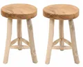 Produktbild: Teakholz Hocker Beistelltisch 2 St. Ø 30cm Rund 45cm Massiv Pflanzen Blumen Deko