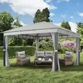 Produktbild: TOOLPORT Sunset 4x4 m Softtop Gartenpavillon, inkl. 4 Seitenteile, stone - (300175)
