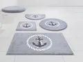 Produktbild: Grund Badematte Port Louis, Höhe 20 mm, rutschhemmend beschichtet, fußbodenheizungsgeeignet, Kunstfaser, halbrund, Design mit Anker, maritim, Made in Europe