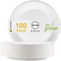 Produktbild: HEKU große Pappteller Ø 23cm, 100 Stück, weiß I 100% Kompostierbar I Robustes 220g/m² Frischfaser I Ideal für verschiedenste Anlässe I Umweltfreundliche Einwegteller