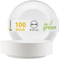 Produktbild: große Pappteller Ø 23cm 100 Stück weiß I 100% Kompostierbar I Robustes 220g/m...