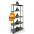 Produktbild: Kreher Kunststoffregal Evo 5 Böden Steckregal (Grau, 1er-Set) | Standregal, Lagerregal und Aufbewahrungsregal für Haushalt, Keller und Garage