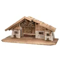 Produktbild: XXL 89 cm Weihnachtskrippe Krippe mit Verzierung aus Holz und Gips OHNE Figuren