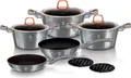 Produktbild: Berlinger Haus Moonlight Kochtopf Set 10-Teiliges Induktions Antihaft-Aluminium 3 Kochtöpfe 3 Bratpfannen Grau