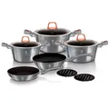Produktbild: Berlinger Haus Moonlight Kochgeschirr, Induktion, 10 Stück, antihaftbeschichtet, Titan ohne PFOA, Aluminium, Set 3 Töpfe, 2 Tischdecken, Glaskeramik, Grau