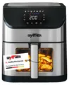 Produktbild: Grafner XXL Digitale Heißluftfritteuse 8 L, 100x Backpapier, LED Touchscreen, 7 Programme, 1800 Watt, Sichtfenster, Antihaft-Beschichtung, Fritteuse ohne Fett ölfrei, Edelstahl Air Fryer Friteuse