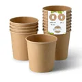 Produktbild: BIOZOYG Suppenbecher to go 25 Stück 400 ml / 16 oz, Ø 95 mm, braun Suppenschüsseln Einweg - Einweggeschirr - Alternative zur Plastikschüssel - To go Becher, Suppe, Soup Bowl