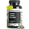 Produktbild: natural elements Camu Camu Extrakt Kapseln – Vitamin C – 180 vegane Kapseln für 6 Monate – 500mg Camu-Camu Extrakt pro Kapsel – ohne unerwünschte Zusätze, in Deutschland produziert & laborgeprüft