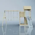 Produktbild: Spielturm Uppsala Aus Holz In Blautrapezstange - Polarplay