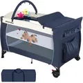 Produktbild: tectake Kinder, Blau, Kunststoff, 75x104x132 cm, CE, Babymöbel, Babybetten, Reisebetten