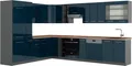 Produktbild: Vicco Eckküche Fame-Line, 257 x 60 cm , AP Eiche, Dunkelblau Hochglanz/Anthrazit