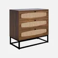 Produktbild: sweeek - Kommode mit Holzdekor und Rattan-Geflecht 3 Schubladen - Natur