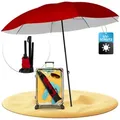 Produktbild: Styngard Sonnenschirm Reise Sonnenschirm Nizza, LxB: 180,00x155,00 cm, mit UV Schutz 50+ - Strandschirm Sonnenschirm Strand mit Abspannleinen rot
