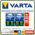 Produktbild: 8x VARTA ACCU POWER AAA / Micro 550mAh - Wiederaufladbare Akkus von VARTA
