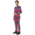 Produktbild: Opposuits Partyanzug Nordic Noel Kostüm Anzug - für Weihnachts Karneval, Weihnachtlicher Herrenanzug im feinsten Norweger-Look blau 50