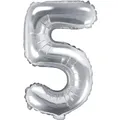 Produktbild: Partydeco Zahlenballon 5 Alu Silber 35cm (1 x) (FB10M-5-018)