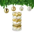 Produktbild: Relaxdays Weihnachtskugeln 30er Set, Kunststoff, D: 6 cm, runde Weihnachtsbaumdeko, Baumschmuck bruchsicher, gold/weiß