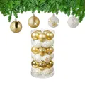 Produktbild: Relaxdays Weihnachtskugeln 30er Set, Kunststoff, D: 6 cm, runde Weihnachtsbaumdeko, Baumschmuck bruchsicher, Gold/weiß