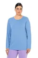 Produktbild: Ulla Popken Damen große Größen Übergrößen bis 64, Oberteil, Langarmshirt, Basic, Langarm, Rundhalsausschnitt, helle Kornblume 42+ 646801729-42+