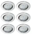 Produktbild: TRANGO LED Einbauleuchte, 6er Set 6729-068-5WAK Einbaustrahler in Rund Chrom inkl. 6x 5 Watt GU10 LED Leuchtmittel 3000K warmweiß & 6x GU10 Lampenfassung, Deckenspots, Einbauspots, Deckenleuchte