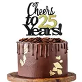 Produktbild: Sumerk Prost auf 25 Jahre Kuchendeckel 25. Geburtstag Tortendeko Happy 25th Birthday Cake Topper 25. Geburtstag Kuchendeckel Hochzeitstag Party Dekoration Zubehör - 1 Packung