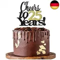 Produktbild: Sumerk Prost auf 25 Jahre Kuchendeckel 25. Geburtstag Tortendeko Happy 25th