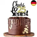 Produktbild: Sumerk Prost auf 25 Jahre Kuchendeckel 25. Geburtstag Tortendeko Happy 25th