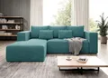 Produktbild: Moderno Ecksofa mit Schlaffunktion und Bettkasten Stripes - Sofa mit 3 Sitzer und Robuste überzug - Schlafcouch L-Form - Modern Couch Cord - 255x73x161 cm - Links Türkis