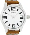 Produktbild: Oozoo XXL Armbanduhr Basic Line mit Lederband 52 MM Weiß / Cognac C1001