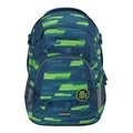 Produktbild: coocazoo Schulrucksack Mate „Lime Stripe”, blau-grün, ergonomischer & anpassbarer Tornister, höhen- & größenverstellbar, mit Brustgurt & Hüftgurt, ab der 3. Klasse