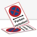 Produktbild: 2 Stück Absolutes Halteverbot Schild 20 x 30 cm Alu 3mm Alu-Dibond stabile Aluminiumverbundplatte parken verboten Parkplatzschild mit UV-Schutz von STROBO
