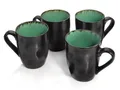 Produktbild: SÄNGER Becher Palm Beach Kaffeebecher Grün Schwarz, 4-tlg., Steingut, 300 ml, Handmade, Premium Collection