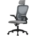 Produktbild: Ml-design - Bürostuhl Ergonomisch, Grau Aus Mesh, Schreibtischstuhl Mit Verstellbarer Kopfstütze, Armlehnen, Lendenwirbelstütze, Wippfunktion, Drehstuhl Mit Rollen, Computerstuhl Chefsessel Gaming Stuhl