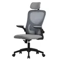 Produktbild: ML-Design Bürostuhl ergonomisch, Grau aus Mesh, Schreibtischstuhl mit Verstellbarer Kopfstütze, Armlehnen, Lendenwirbelstütze, Wippfunktion, Drehstuhl mit Rollen, Computerstuhl Chefsessel Gaming Stuhl