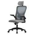 Produktbild: ML-DESIGN Bürostuhl Schreibtischstuhl ergonomisch mit verstellbarer Kopfstütze, Armlehnen, Drehstuhl mit Rollen Grau Computerstuhl Chefsessel Gaming-Stuhl