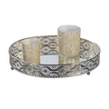Produktbild: DRULINE Ø 26 cm Spiegeltablett - Tablett - Dekotablett - Make up Organizer - Kerzentablett – Schmuckspiegel – Kosmetikspiegel - Metall Silber/Spiegel - Geschenkidee