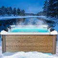 Produktbild: BRAST Whirlpool MSpa Oslo Amber mit Fester Außenwand | LED-Beleuchtung in 20 Farben für 6 Personen | 160x160x65cm | 120 Massagedüsen | Ganzjähriger Einsatz Winterfest | In & Outdoor Pool