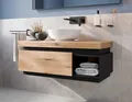 Produktbild: Easy4You Unterschrank 100 cm Matt Schwarz/Eiche mit Schublade und Ablage Hängeschrank Badschrank Badezimmerschrank